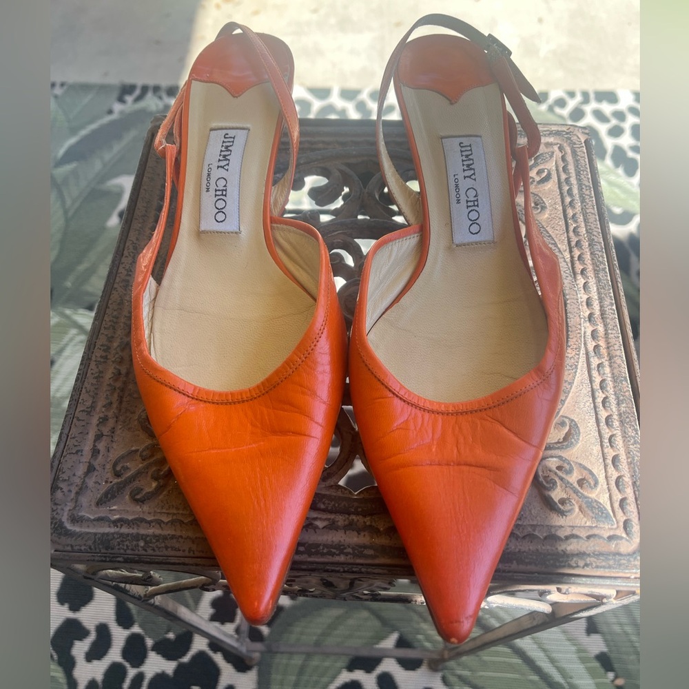 Jimmy Choo Vibrant Orange Slingback Heels